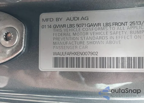 2014 Audi A5 2.0T Premium from USA, damaged, VIN WAULFAFHXEN007902